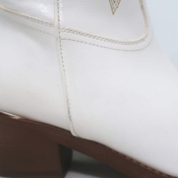 Partlow Abigail 55 Metallic-Embroidered Cowboy Boots White Leather Size 39 - Picture 4 of 16